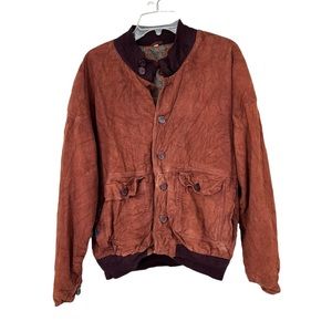 Mens vintage genuine leather bomber varsity jacket